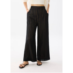 Elastic Lace Wide Leg Pants