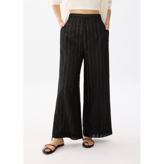 Elastic Lace Wide Leg Pants