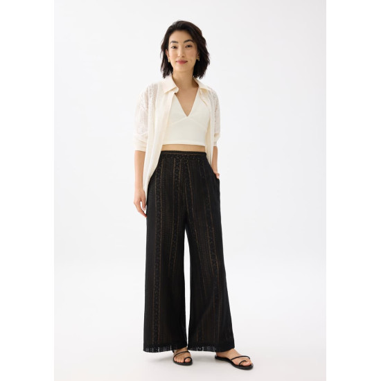 Elastic Lace Wide Leg Pants