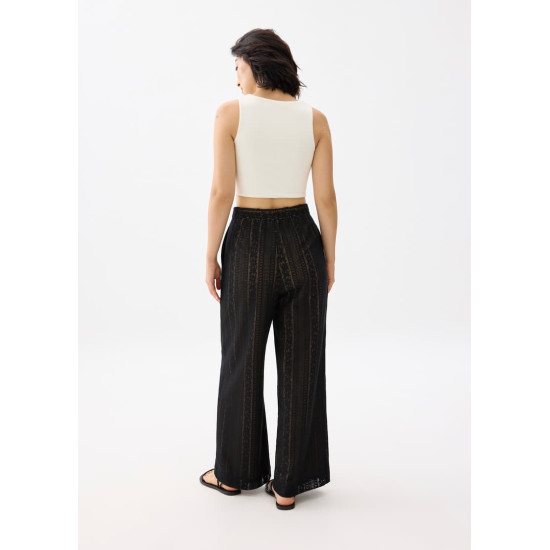 Elastic Lace Wide Leg Pants