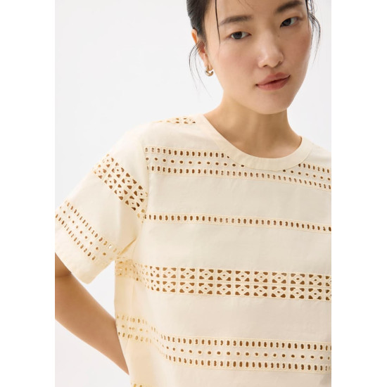 Relaxed Broderie Round Neck Tee