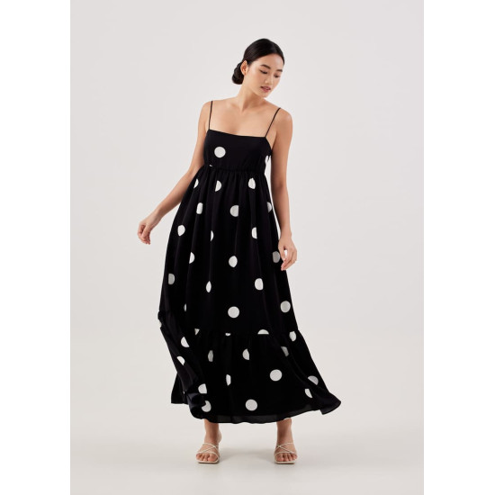 Flyn Polka Dot Babydoll Maxi Dress