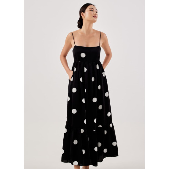 Flyn Polka Dot Babydoll Maxi Dress