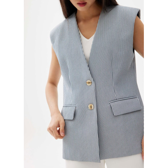 Striped V-neck Tailored Vest