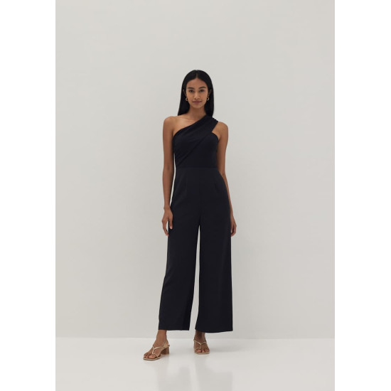 Dane Mixed Fabric Toga Jumpsuit