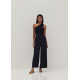 Dane Mixed Fabric Toga Jumpsuit