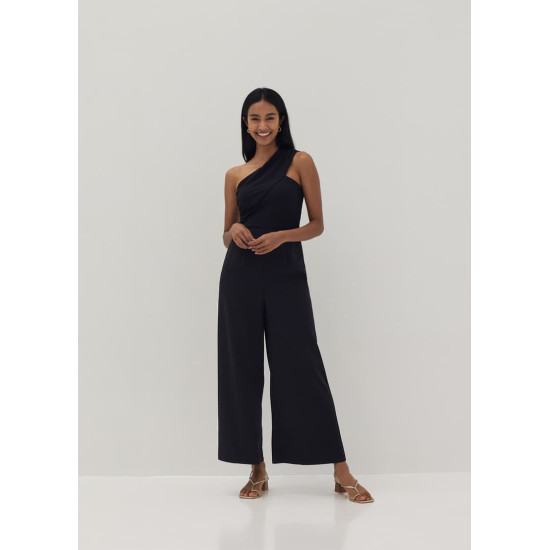 Dane Mixed Fabric Toga Jumpsuit