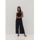 Dane Mixed Fabric Toga Jumpsuit