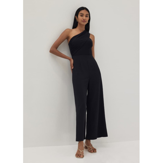 Dane Mixed Fabric Toga Jumpsuit