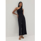 Dane Mixed Fabric Toga Jumpsuit