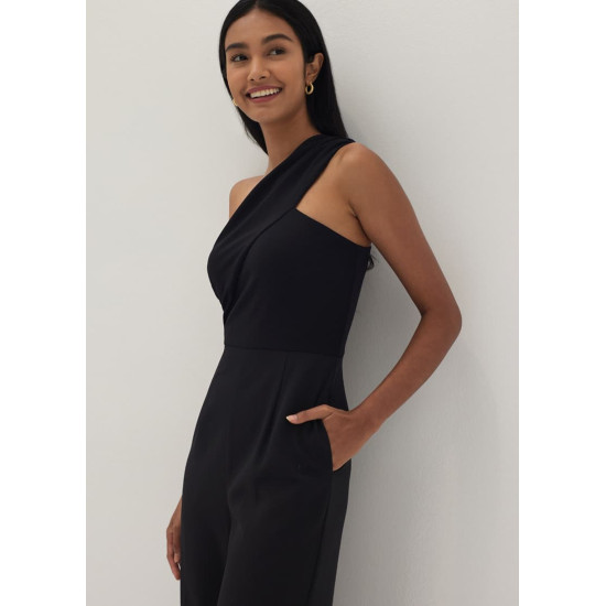 Dane Mixed Fabric Toga Jumpsuit