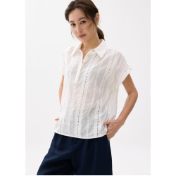 Relaxed Broderie Collared Shirt