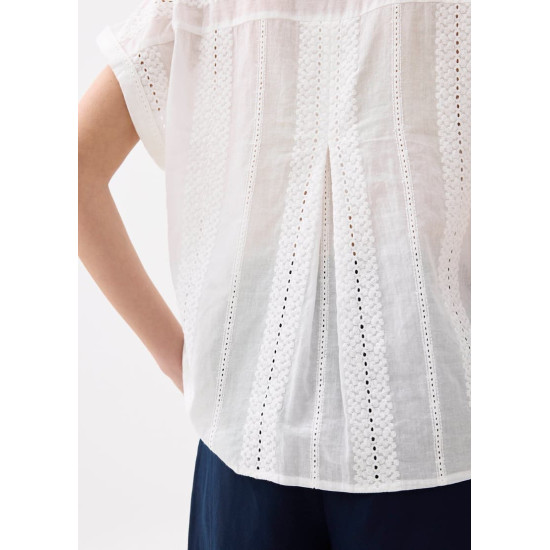 Relaxed Broderie Collared Shirt