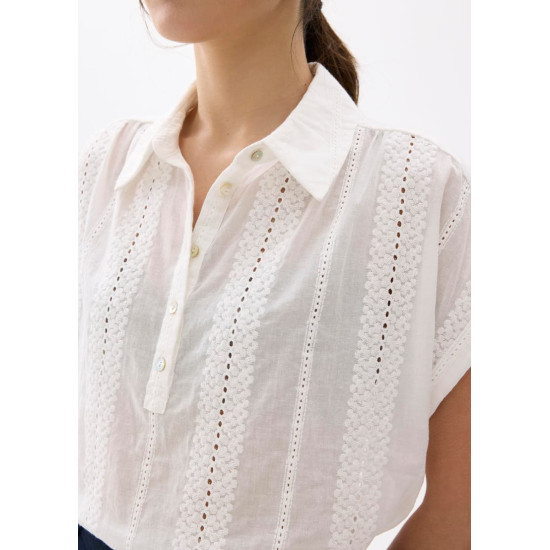 Relaxed Broderie Collared Shirt