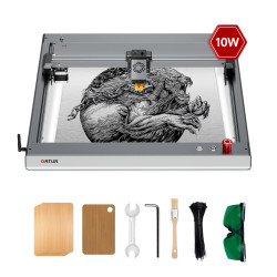 ORTUR Laser Master 3 LU2-10A Laser Engraver 10W Output Power 0.05 * 0.1mm Compressed Spot Laser Cutting Machine Add App Offline Control High Power Laser Engraver for Wood and Metal - EU Plug