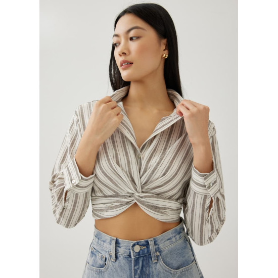 Felize Striped Twist Front Shirt