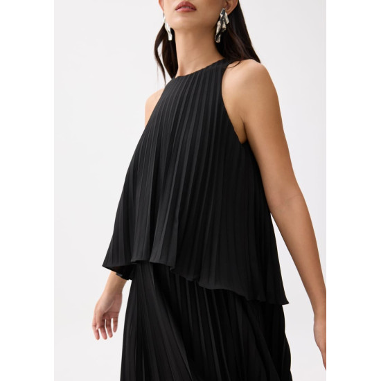 Pleated Trapeze Maxi Dress