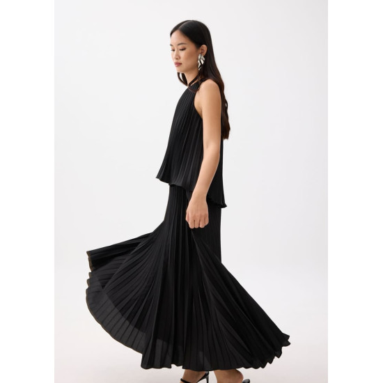 Pleated Trapeze Maxi Dress