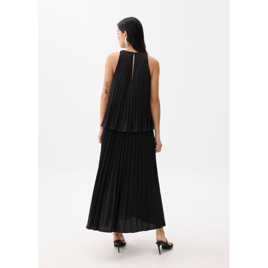 Pleated Trapeze Maxi Dress