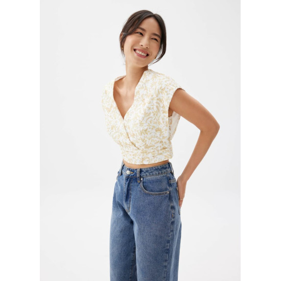 Floral Broderie V-neck Crop Top