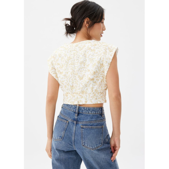 Floral Broderie V-neck Crop Top