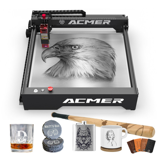  ACMER P1 10W Laser Engraver 10000mm/min Engraving Speed Offline Engraving 0.05*0.06mm Spot
