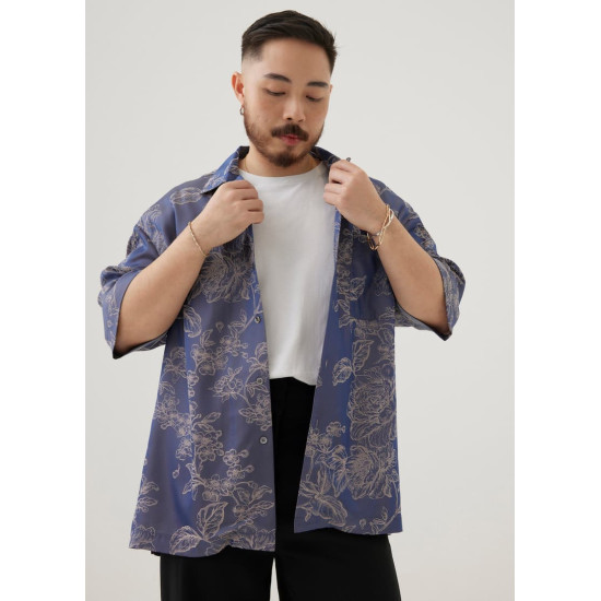 Jaxon Unisex Satin Collared Shirt in Opulent Florals