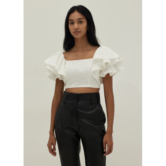 Mckenzie Ruffle Sleeve Bustier Crop Top