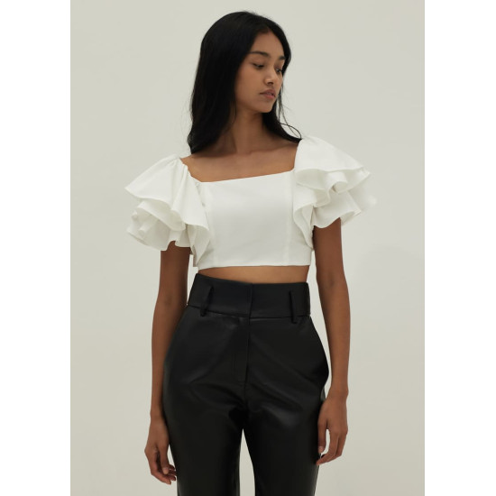 Mckenzie Ruffle Sleeve Bustier Crop Top