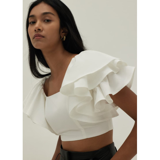 Mckenzie Ruffle Sleeve Bustier Crop Top