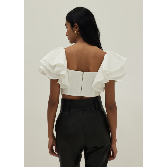 Mckenzie Ruffle Sleeve Bustier Crop Top