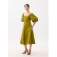 Square Neck Puff Sleeve Midi Dress