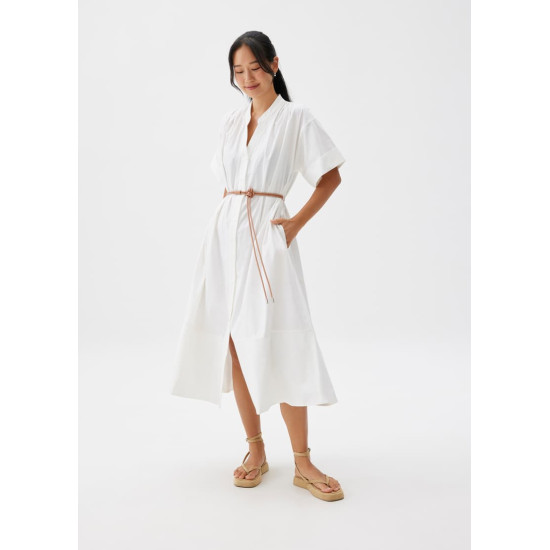 Belted Cotton Shirt Dress