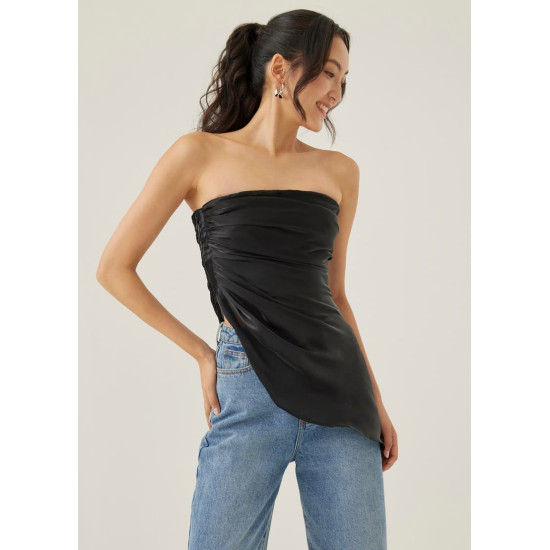 Valrie Asymmetric Ruched Tube Top