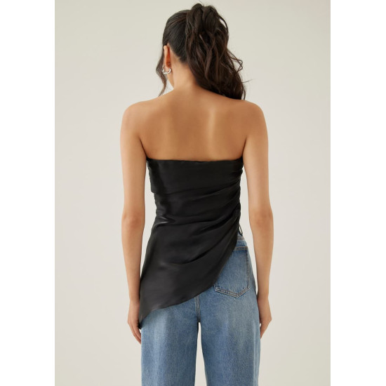 Valrie Asymmetric Ruched Tube Top