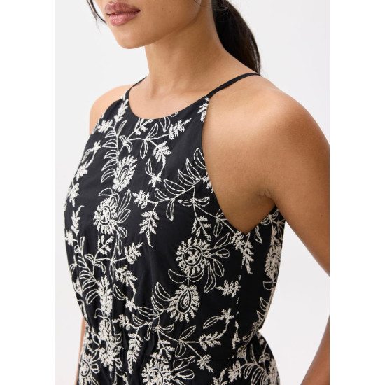 Floral Broderie Round Neck Romper