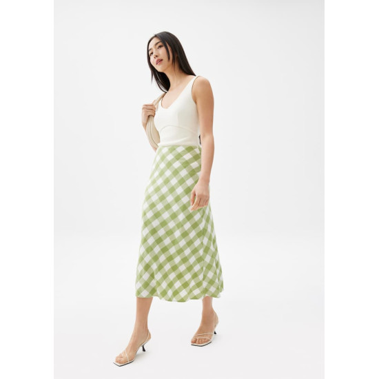 Gingham A-line Midaxi Skirt