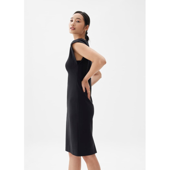 Round Neck Column Midi Dress