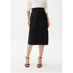 Belted Front Wrap Column Midi Skirt