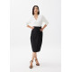 Belted Front Wrap Column Midi Skirt