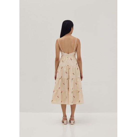 Reece Padded Embroidered Midi Dress