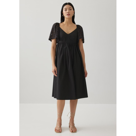 Gwen Padded Broderie Sleeve Dress