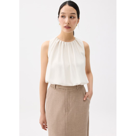 Ruched Round Neck Shell Top