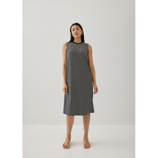 Davika Striped Jersey Drape Column Dress