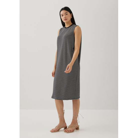 Davika Striped Jersey Drape Column Dress