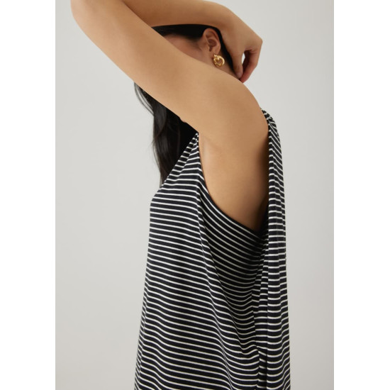 Davika Striped Jersey Drape Column Dress