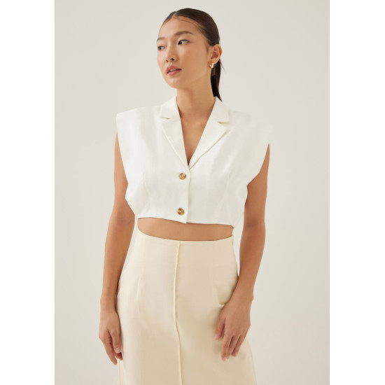 Larsie Tailored Linen Cropped Shirt