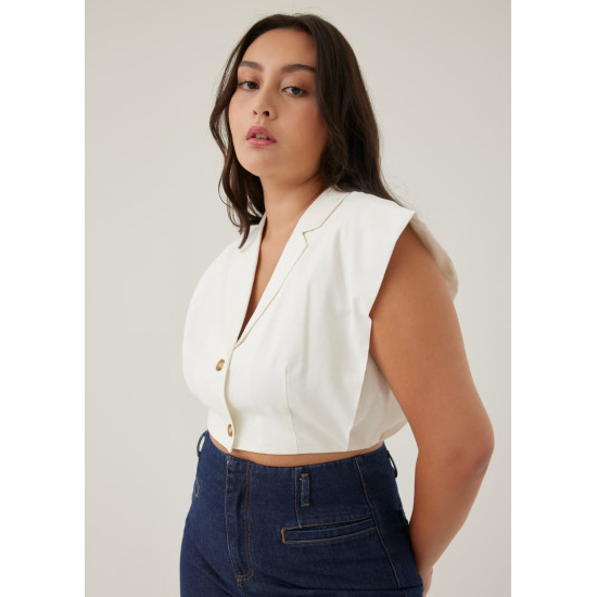 Larsie Tailored Linen Cropped Shirt