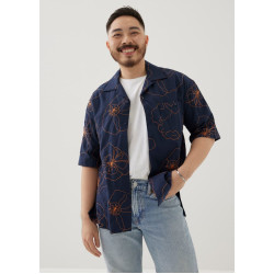 Lance Unisex Embroidered Collared Shirt in Rekindled Blooms