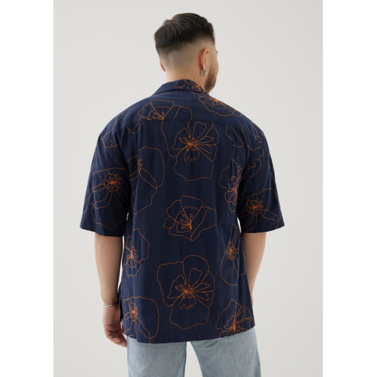 Lance Unisex Embroidered Collared Shirt in Rekindled Blooms